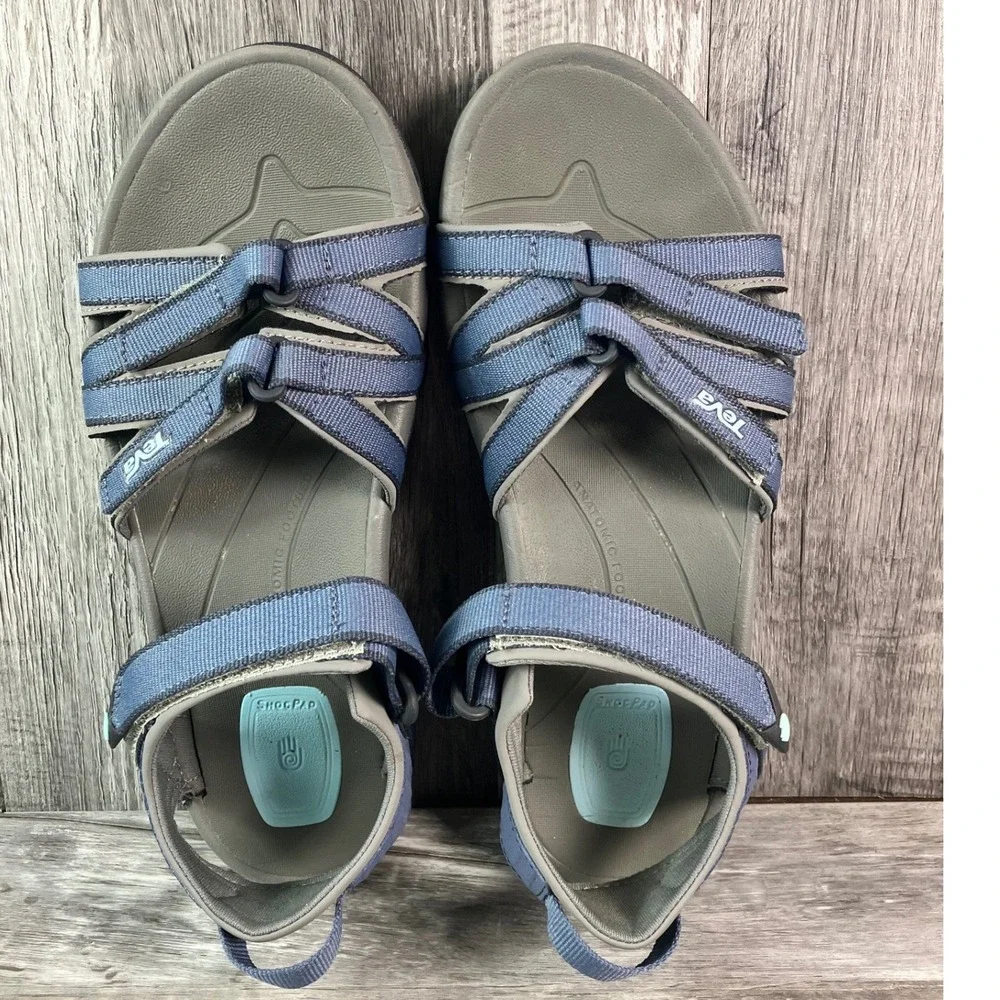 Teva Tirra Blue Grey Athletic Sandals Womens 8 Hiking Water Shoes 4266